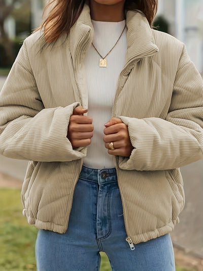 Courtney | Warm und Vielseitig, Einfache Corduroy Jacke mit Reißverschluss-Mina Muller